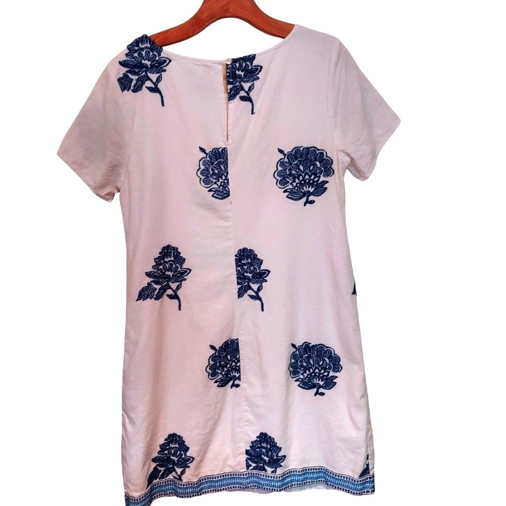 Old Navy Boho Womens White Blue Floral Embroidered Shift Dress Short Sleeve SM - Picture 3 of 6